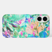 Coques Case-Mate iPhone Modern tropical teal pink floral flamingo (Verso (horizontal))
