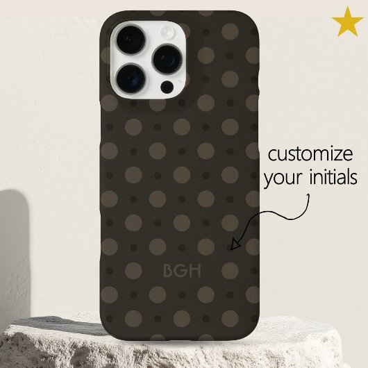 Coques Case-Mate iPhone Modern Warm Gray Dots Pattern Custom Name Initials