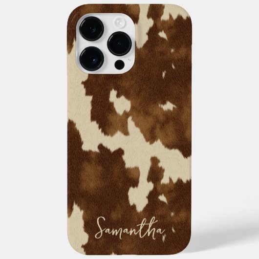 Coques Case-Mate iPhone Modern Western Country Cowgirl Brown Script Name (Verso)