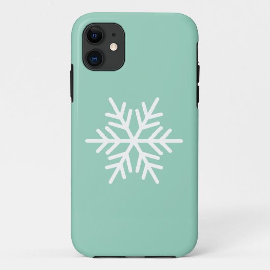 Coques Case-Mate iPhone Modern White Nordic Snowflake On Light Green (Dos)