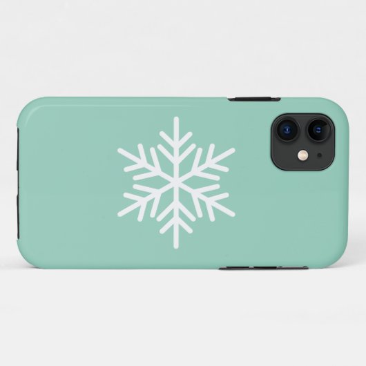 Coques Case-Mate iPhone Modern White Nordic Snowflake On Light Green (Dos (Horizontal))