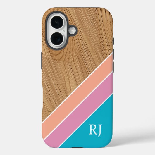 Coques Case-Mate iPhone Modern Wood Personalized Initial iPhone  (Verso)