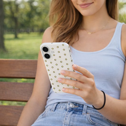 Coques Case-Mate iPhone Modern Yellow Circle Dot Black Outline Pattern