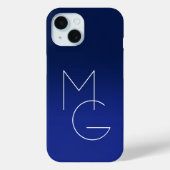 Coques Case-Mate iPhone Moderne 2 Initiales | Deep Blue Ombre (Verso)