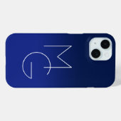 Coques Case-Mate iPhone Moderne 2 Initiales | Dégradé Bleu Foncé (Verso (horizontal))