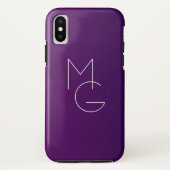 Coques Case-Mate iPhone Moderne 2 Initiales | Ombre subtile violet profond (Dos)