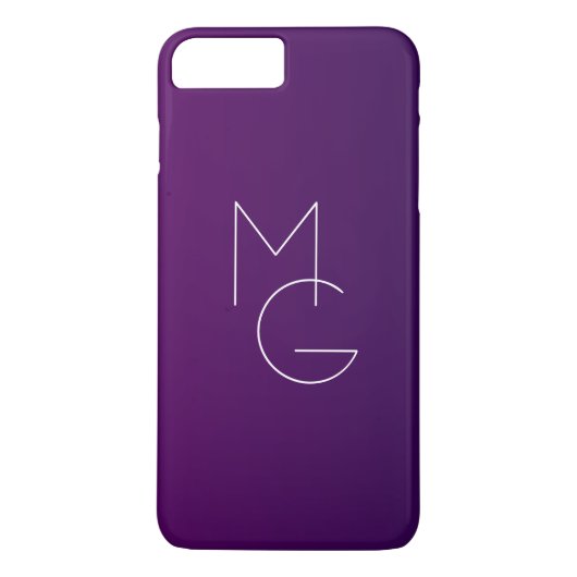 Coques Case-Mate iPhone Moderne 2 Initiales | Ombre subtile violet profond (Dos)