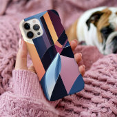 Coques Case-Mate iPhone Moderne 3D Metallic Blue et Peach Abstrait