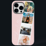 Coque Pour Pour iPhone 14 Pro Max Moderne 4 photos nom de collage grille sur rose pâ<br><div class="desc">Moderne 4 photos grille nom collage sur rose pâle avec une photo stand style collage</div>