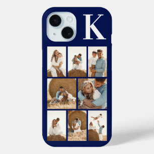Coque Pour iPhone 15 Moderne 8 Photo Bleu Marine
