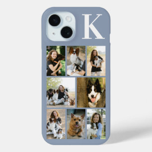 Coque Pour iPhone 15 Moderne 8 Photo Poussiéreux Bleu