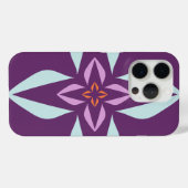 Coques Case-Mate iPhone Moderne Abstrait Floral violet et orange (Verso (horizontal))