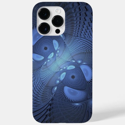 Coques Case-Mate iPhone Moderne Abstrait tendance Dusk Blue Fractal Art (Verso)