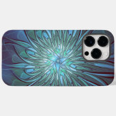 Coques Case-Mate iPhone Moderne Abstrait tendance Fleur bleue Fractal Art (Verso (horizontal))