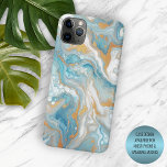 Coque iPhone 15 Pro Max Moderne Aqua Turquoise Turquoise Blue Gold Motif<br><div class="desc">Faites ressortir votre iPhone avec cet élégant coque, avec un aqua, turquoise, turquoise, bleu, blanc et motif en marbre doré. Il a une finition brillante qui met en valeur la beauté du design en marbre. Ce coque est parfait pour tous ceux qui aiment la sophistication et l'unicité du marbre, un...</div>