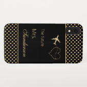 Coques Case-Mate iPhone Moderne Black Gold Pois Futur Mme Custom (Dos (Horizontal))