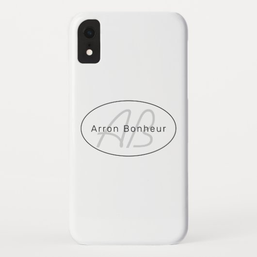 Coques Case-Mate iPhone Moderne Blanc Gris & Noir | Nom Cool & Monogramme (Dos)