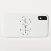 Coques Case-Mate iPhone Moderne Blanc Gris & Noir | Nom Cool & Monogramme (Dos (Horizontal))