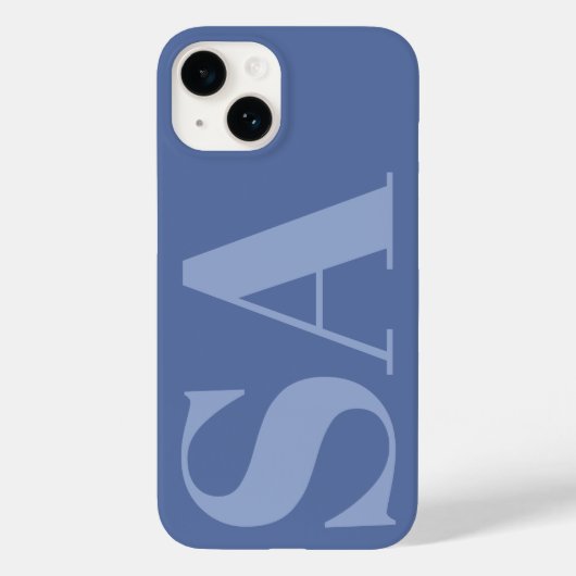Coques Case-Mate iPhone Moderne bleu initial monogramme minimal (Verso)