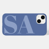 Coques Case-Mate iPhone Moderne bleu initial monogramme minimal (Verso (horizontal))