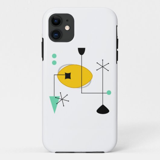 Coques Case-Mate iPhone moderne bleu jaune simple rétro du milieu du siècl (Dos)
