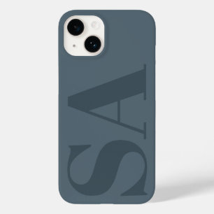 Coque Pour iPhone 14 Moderne bleu poussiéreux initial minimaliste conte