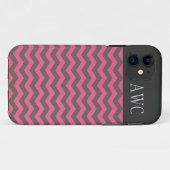 Coques Case-Mate iPhone Moderne, branché, rose classique & chevron café (Dos (Horizontal))