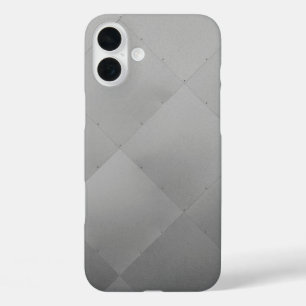 iPhone 16 Plus Case Moderne brillant À damiers gris métallique