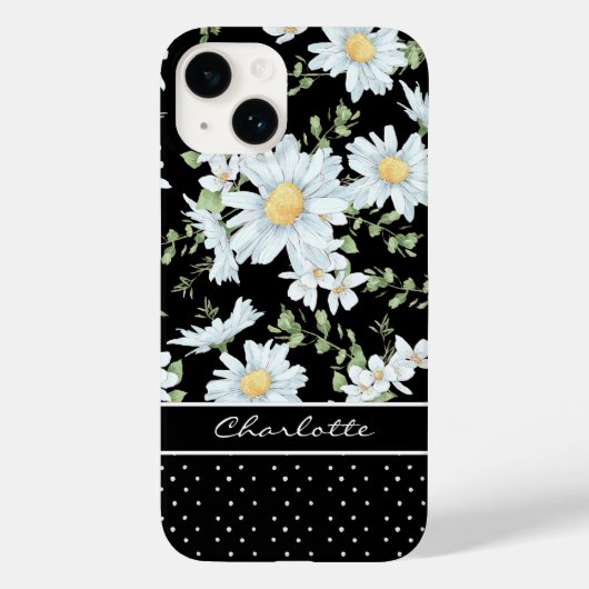 Coques Case-Mate iPhone Moderne Chic Fleurie à Points Personnalisé (Verso)