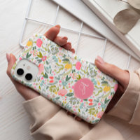 Moderne chic floral blush rose monogrammé