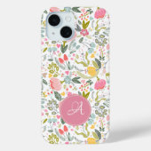 Coques Case-Mate iPhone Moderne chic floral blush rose monogrammé (Verso)