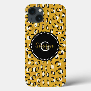 Etui iPhone Case-Mate Moderne chic imprimé guépard doré à monogramme