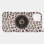 Coques Case-Mate iPhone Moderne chic imprimé guépard marron motif monogram (Verso (horizontal))