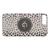 Coques Case-Mate iPhone Moderne chic imprimé guépard marron motif monogram (Dos (Horizontal))