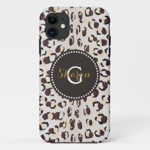Coque Case-Mate Pour iPhone Moderne chic imprimé motif guépard marron monogram