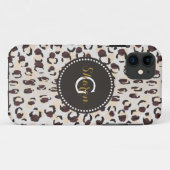 Coques Case-Mate iPhone Moderne chic imprimé motif guépard marron monogram (Dos (Horizontal))