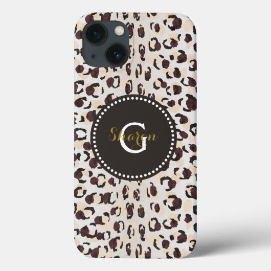 Coques Case-Mate iPhone Moderne chic motif imprimé guépard marron monogram (Verso)