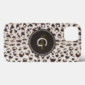 Coques Case-Mate iPhone Moderne chic motif imprimé guépard marron monogram (Verso (horizontal))
