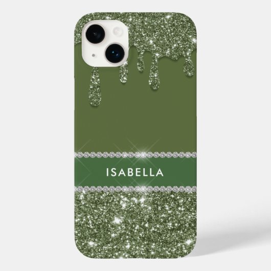Coques Case-Mate iPhone Moderne Chic Sage Green Parties scintillant Sparkl (Verso)