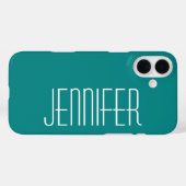 Coques Case-Mate iPhone Moderne Chic Turquoise Nom Jumbo Personnalisé (Verso (horizontal))