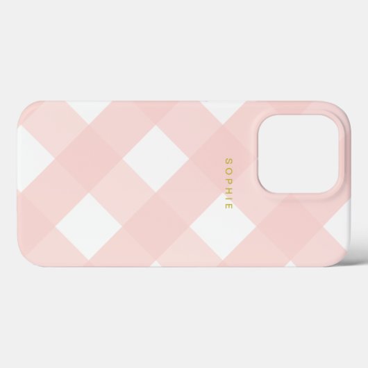 Coques Case-Mate iPhone Moderne Classique Simple Blush Pink Plaid Monogram (Verso (horizontal))