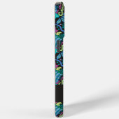 Coques Case-Mate iPhone Moderne Damask Art Déco Noir Turquoise Bleu Nom (Verso / Droite)