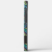 Coques Case-Mate iPhone Moderne Damask Art Déco Noir Turquoise Bleu Nom (Verso / Gauche)