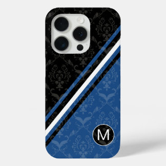 Coque iPhone 15 Pro Moderne design damask monogrammed rayures