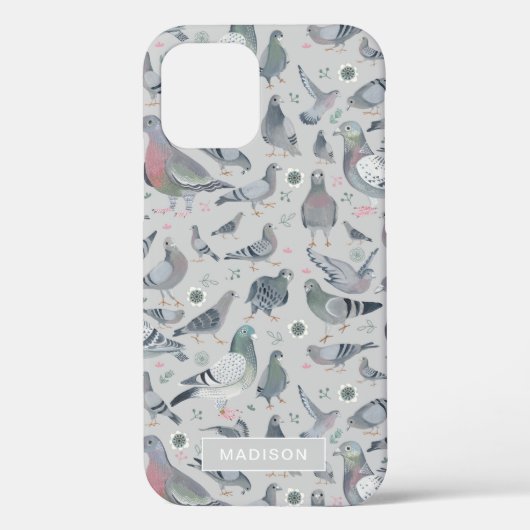 Coques Case-Mate iPhone Moderne Design Gris Motif Pigeon Bird (Verso)