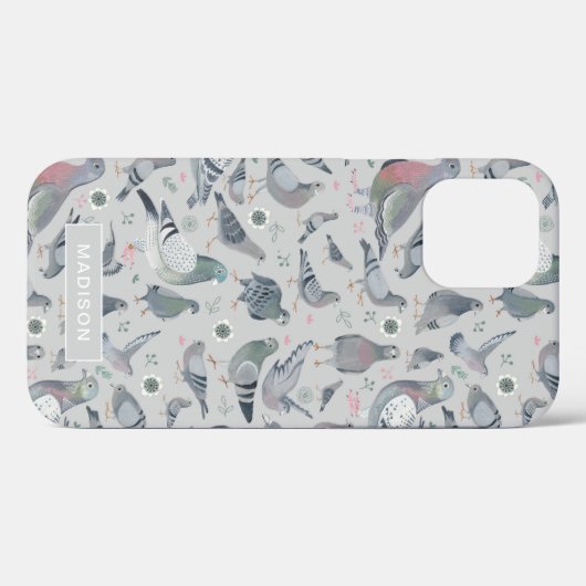 Coques Case-Mate iPhone Moderne Design Gris Motif Pigeon Bird (Verso (horizontal))