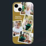 Coque Pour iPhone 14 Moderne design multi photo famille moutarde élégan<br><div class="desc">Conception moderne et design multi-photo famille de téléphone électronique. Idéal anniversaire,  Noël,  jour de la mère ou conception de Fêtes des pères. La couleur moutarde peut être changée.</div>