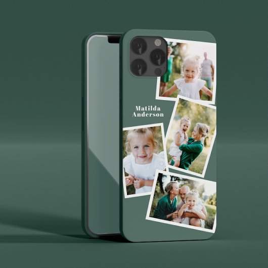 Coques Case-Mate iPhone Moderne design multi photo famille sage vert chic
