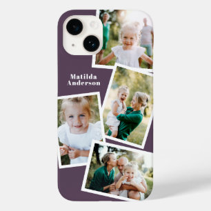 Coque Pour iPhone 14 Moderne design multi photo famille violet
