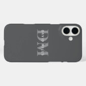 Coques Case-Mate iPhone Moderne Élégant Gris Foncé Monogramme & Nom (Verso (horizontal))